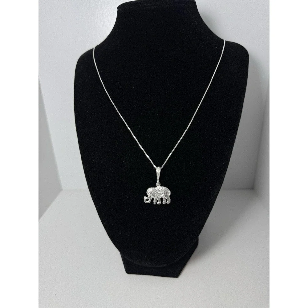 Cadena Finita Con Dije De Elefante De Plata 925 - 24 Inch
